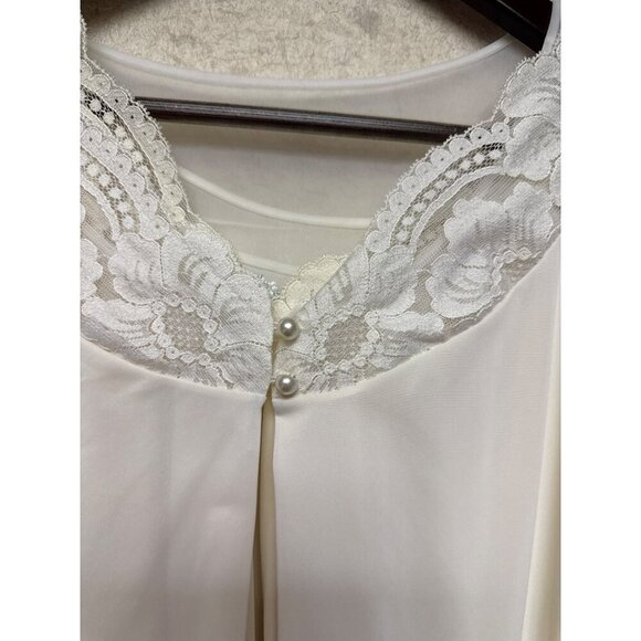 Vintage ShadowLine Women's Peignoir Ivory Chiffon Baby Doll Gown Robe Small - Picture 3 of 10